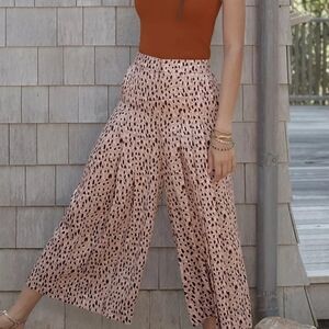 Anthropologie wide leg pleated isobel animal cropped pants plus 1x